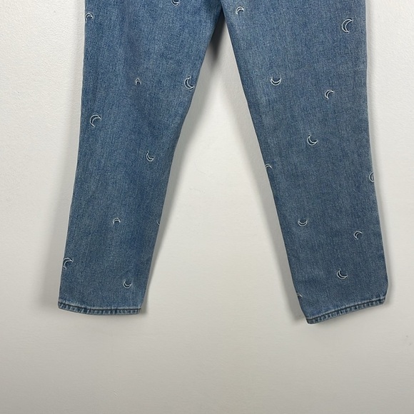 Pacsun Mom Jeans Womens 25 Cotton Skinny Leg Moon Print Embroidered Denim Pocket - Picture 5 of 9
